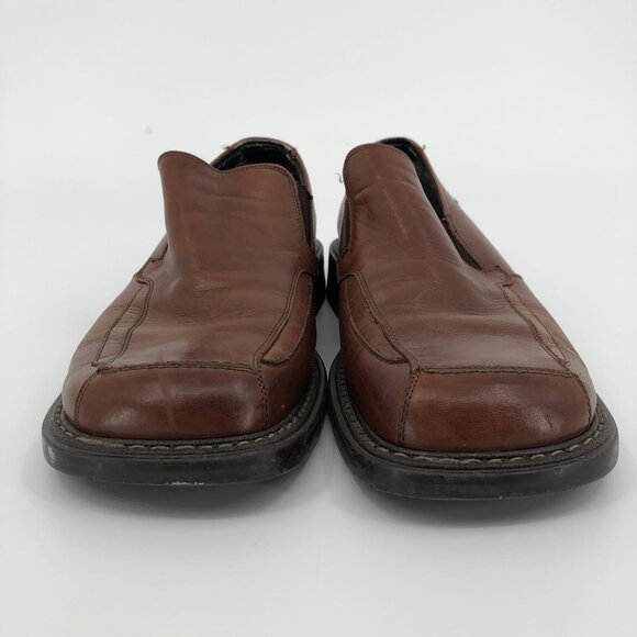 Franco Fortini Brown Leather Loafers | Square Toe & Block Heel - Picture 4 of 5